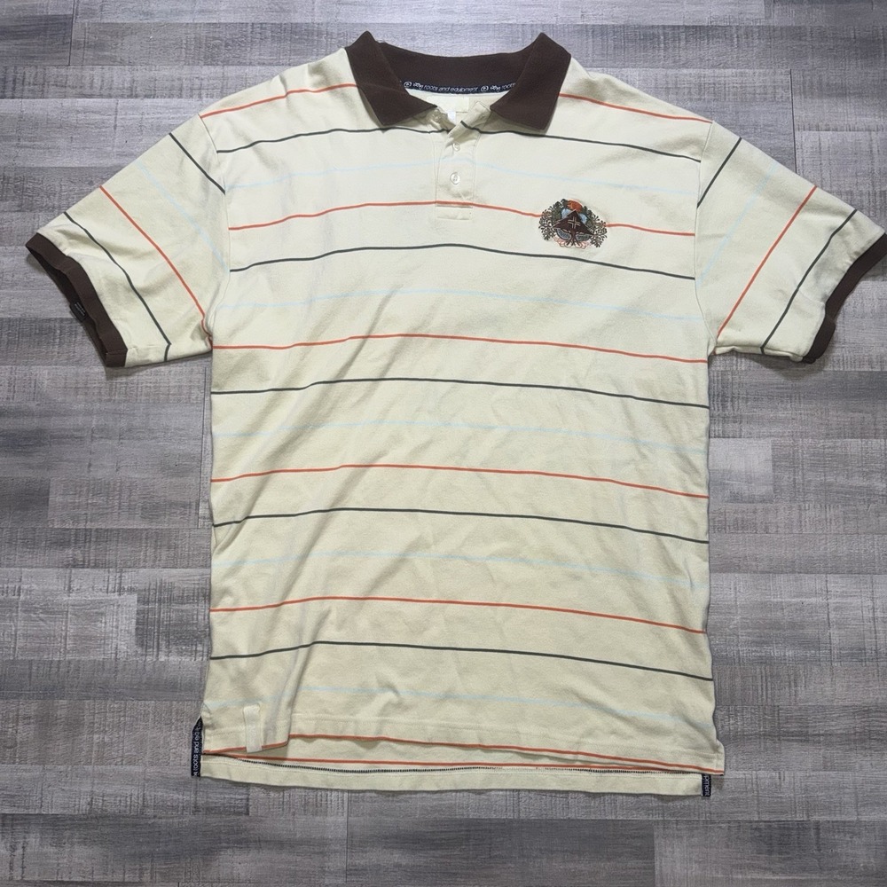 LRG Lifted Research Group Beige Striped Embroidered Logo Men's Size XXxL VTG